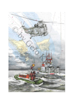 Kunstdruck des SK HERMANN RUDOLF MEYER mit Tochterboot und Sea King